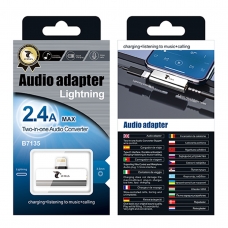 LT PLUS B7135 AUDIO ADAPTADOR CON INTERFAZ LIGHTNING Y 3.5MM PLATA