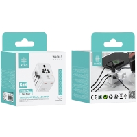 IKREA WA0413 ADAPTADOR UNIVERSAL DE VIAJE GaN 25W PD CON PUERTOS USB-A/USB-C*2 BLANCO