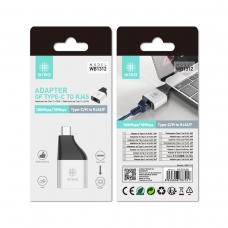 IKREA WB1312 ADAPTADOR TYPE-C(MACHO) TO RJ45(HEMBRA) PLATA