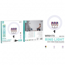 IKREA WR9175 ANILLO DE LUZ LED RGB MULTICOLORES CON 3 SOPORTES DE MÓVIL INTERFAZ PLUG EU 45CM 18''