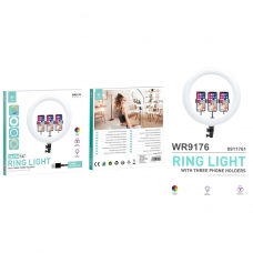 IKREA WR9176 ANILLO DE LUZ LED RGB MULTICOLORES CON 3 SOPORTES DE MÓVIL INTERFAZ USB 36CM 14''
