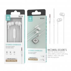 IKREA WC3469 AURICULARES ESTERÉO CON MICRÓFONO 3.5MM 1.2M BLANCO