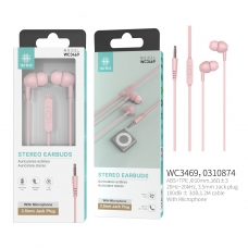 IKREA WC3469 AURICULARES ESTERÉO CON MICRÓFONO 3.5MM 1.2M ROSA