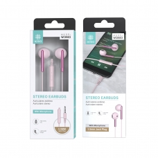 IKREA WC8503 AURICULARES ESTÉREO CON MICROFONO 3.5MM 1.2M ROSA