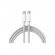 CABLE DE TELA TRENZADO TYPE-C TO TYPE-C PARA SERIE IPHONE 15 BLANCO SIN EMBALAJE