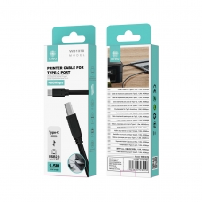 IKREA WB1378 CABLE DE IMPRESORA PVC TYPE-C(MACHO) TO USB/BM(MACHO) 1.5M