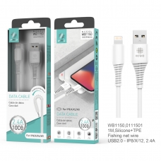IKREA WB1150 CABLE DE SILICONA LÍQUIDA LIGHTNING 2.4A 1M BLANCO