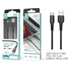 IKREA WB1156 CABLE DE DATOS PVC MICRO USB 2.4A 1M NEGRO