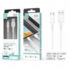 IKREA WB1158 CABLE DE DATOS PVC TYPE-C 2.4A 1M BLANCO