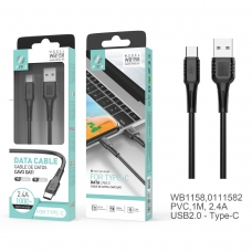 IKREA WB1158 CABLE DE DATOS PVC TYPE-C 2.4A 1M NEGRO