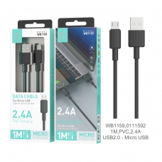 IKREA WB1159 CABLE DE DATOS PVC MICRO USB 2.4A 1M USB2.0 NEGRO