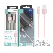 IKREA WB1159 CABLE DE DATOS PVC MICRO USB 2.4A 1M USB2.0 ROSA