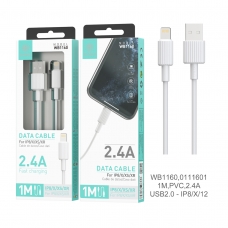 IKREA WB1160 CABLE DE DATOS PVC LIGHTNING 2.4A 1M USB2.0 BLANCO