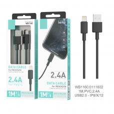 IKREA WB1160 CABLE DE DATOS PVC LIGHTNING 2.4A 1M USB2.0 NEGRO