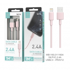 IKREA WB1160 CABLE DE DATOS PVC LIGHTNING 2.4A 1M USB2.0 ROSA