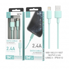 IKREA WB1160 CABLE DE DATOS PVC LIGHTNING 2.4A 1M USB2.0 VERDE