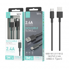 IKREA WB1161 CABLE DE DATOS PVC TYPE-C 2.4A 1M USB2.0 NEGRO