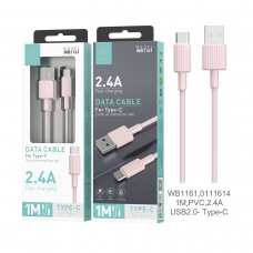 IKREA WB1161 CABLE DE DATOS PVC TYPE-C 2.4A 1M USB2.0 ROSA