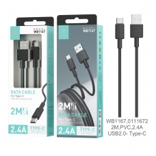 IKREA WB1167 CABLE DE DATOS TYPE-C 2.4A 2M NEGRO