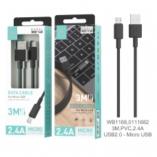 IKREA WB1168 CABLE DE DATOS MICRO USB 2.4A 3M NEGRO