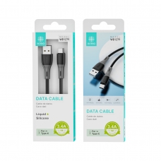 IKREA WB1279 CABLE SILICONA LÍQUIDA TYPE-C 3.4A 1M NEGRO