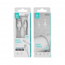 IKREA WB1284 CABLE ACABADO ALUMINIO+TRENZADO MICRO USB 2.4A 2M BLANCO