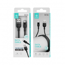 IKREA WB1284 CABLE ACABADO ALUMINIO+TRENZADO MICRO USB 2.4A 2M NEGRO