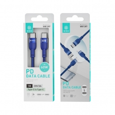 IKREA WB1287 CABLE PD ACABADO ALUMINIO+TRENZADO TYPE-C TO TYPE-C 60W 3A 1M AZUL