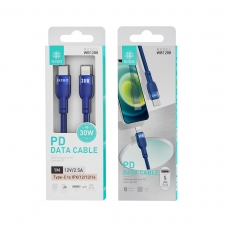 IKREA WB1288 CABLE PD ACABADO ALUMINIO+TRENZADO TYPE-C TO LIGHTNING 30W 2.5A 1M AZUL