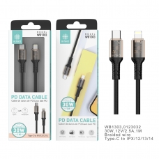 IKREA WB1303 CABLE PD TYPE-C TO LIGHTNING 30W 2.5A NEGRO