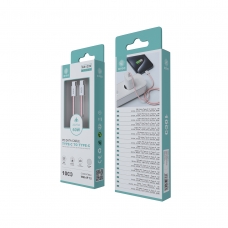 IKREA WB1339 CABLE DE TELA TRENZADO TYPE-C TO TYPE-C PARA SERIE IPHONE 15 60W 3A 1M ROSA
