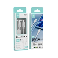 IKREA WB1391 CABLE TRENZADO DE CARGA RÁPIDA PD TYPE-C TO TYPE-C 60W 3A MAX 1M BLANCO