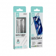 IKREA WB1395 CABLE TRENZADO DE CARGA RÁPIDA PD TYPE-C TO TYPE-C 60W 3A MAX 1M BLANCO