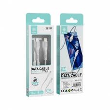 IKREA WB1395 CABLE TRENZADO DE CARGA RÁPIDA PD TYPE-C TO TYPE-C 60W 3A MAX 1M BLANCO