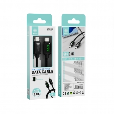 IKREA WB1398 CABLE TRENZADO DE CARGA RÁPIDA CON LED PD TYPE-C TO TYPE-C 60W 3.0A 1M NEGRO