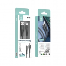 IKREA WB2000 CABLE DE DATOS CARGA RÁPIDA MICRO USB 18W 1M NEGRO