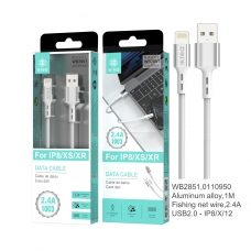 IKERA WB2851 CABLE LIGHTNING USB 2A 1M PLATA