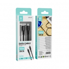 IKREA WB3003 CABLE DE DATOS DE CARGA RÁPIDA TYPE-C TO TYPE-C 60W 20V 3A 1M NEGRO