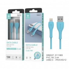 IKREA WB8327 CABLE DE DATOS SILICONA LIGHTNING 2.4A 1M AZUL