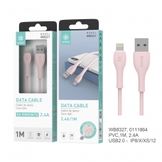 IKREA WB8327 CABLE DE DATOS SILICONA LIGHTNING 2.4A 1M ROSA