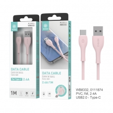 IKREA WB8332 CABLE DE DATOS SILICONA TYPE-C 2.4A 1M ROSA