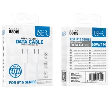 ISER B8015 CABLE TYPE-C TO TYPE-C PARA SERIES IPHONE 15 60W 1M BLANCO