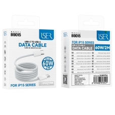 ISER B9015 CABLE TYPE-C TO TYPE-C PARA SERIES IPHONE 15 60W 2M BLANCO