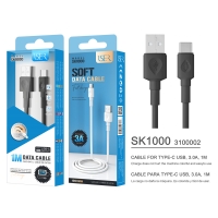 ISER SK1000 CABLE TYPE-C 3.0A 1M OD4.0 NEGRO