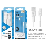 ISER SK1001 CABLE MICRO USB 3.0A 1M OD4.0 BLANCO