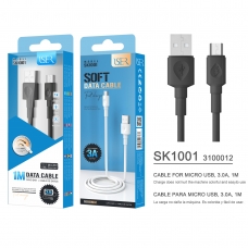 ISER SK1001 CABLE MICRO USB 3.0A 1M OD4.0 NEGRO