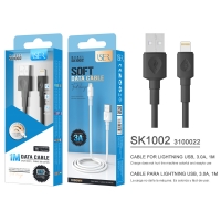 ISER SK1002 CABLE LIGHTNING 3.0A 1M OD4.0 NEGRO