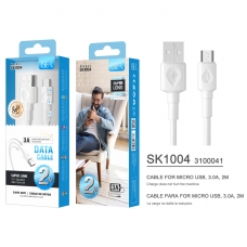 ISER SK1004 CABLE MICRO USB 3.0A 2M OD4.0 BLANCO