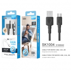 ISER SK1004 CABLE MICRO USB 3.0A 2M OD4.0 NEGRO