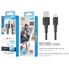 ISER SK1005 CABLE LIGHTNING 3.0A 2M OD4.0 NEGRO